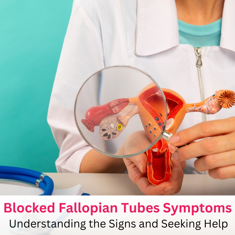 Medical illustration showing a healthy fallopian tube alongside a blocked fallopian tube, symbolizing infertility issues caused by blockages. The image emphasizes the need for early diagnosis and treatment in fertility care.