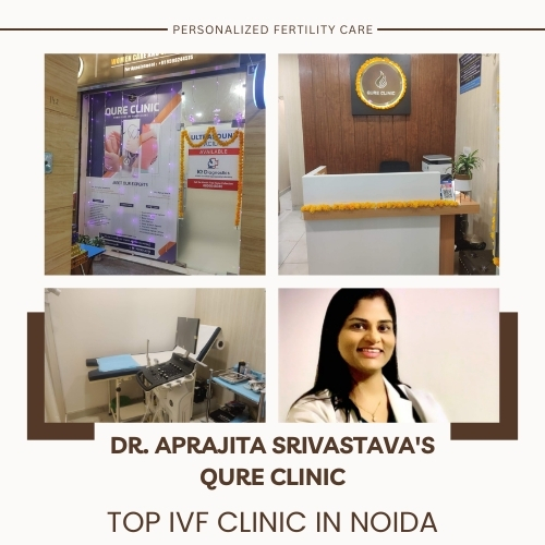Interior and signage of a fertility clinic with examination room and clinic's reception area.