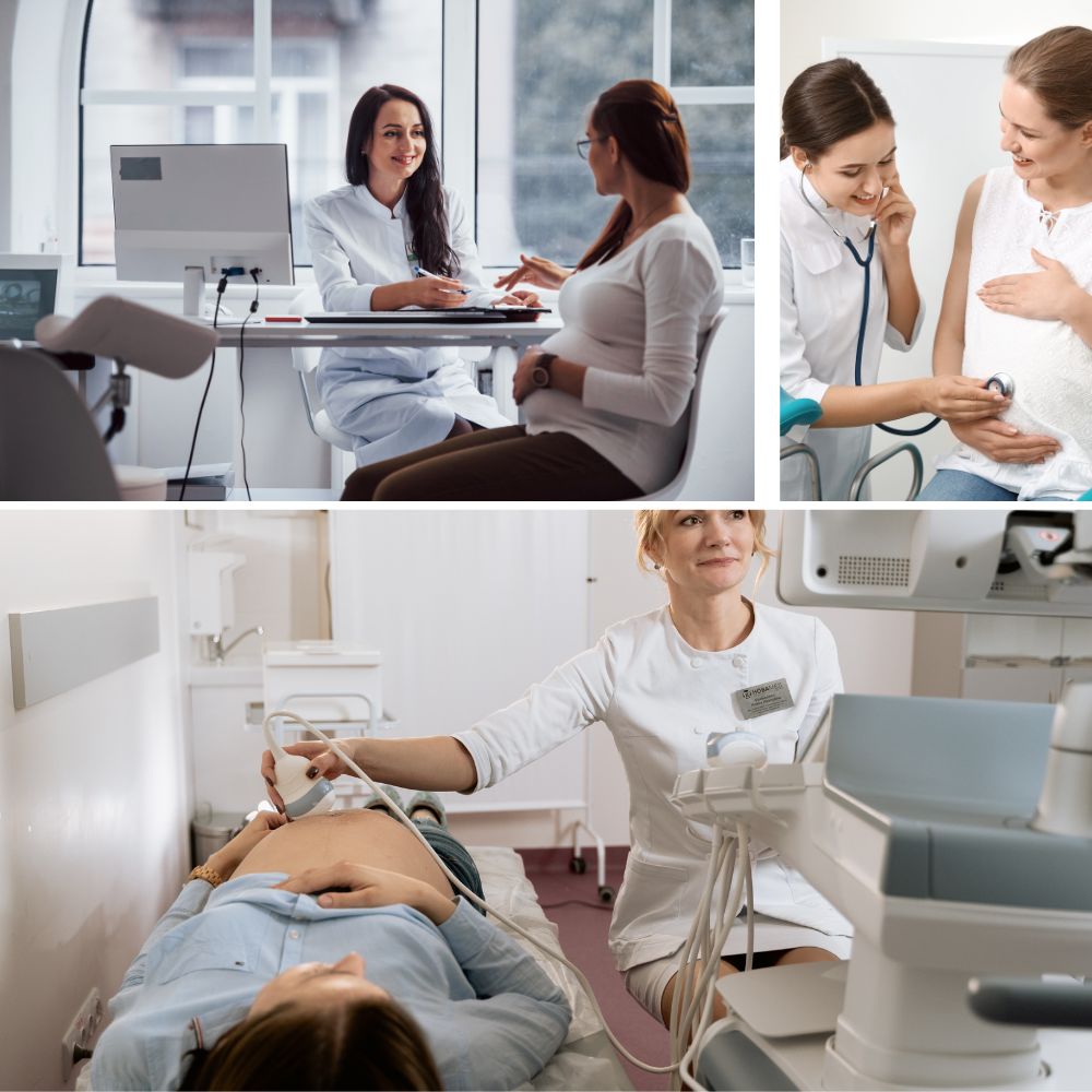 Compassionate doctor providing High-Risk Pregnancy Care in Noida during a prenatal consultation.